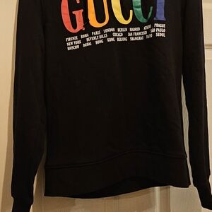 Gucci Multicolor Logo Black Men's Crewneck Sweater